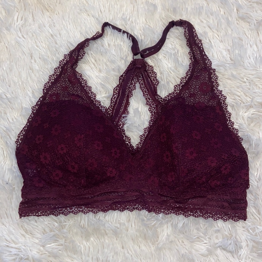 Medium bralette VICTORIA’S SECRET burgundy/ maroon lace adjustable straps